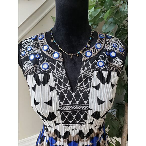 Alfani Knee Length Dress Women's Small Multi Geometric Beaded Sleeveless V Neck - Picture 2 of 12